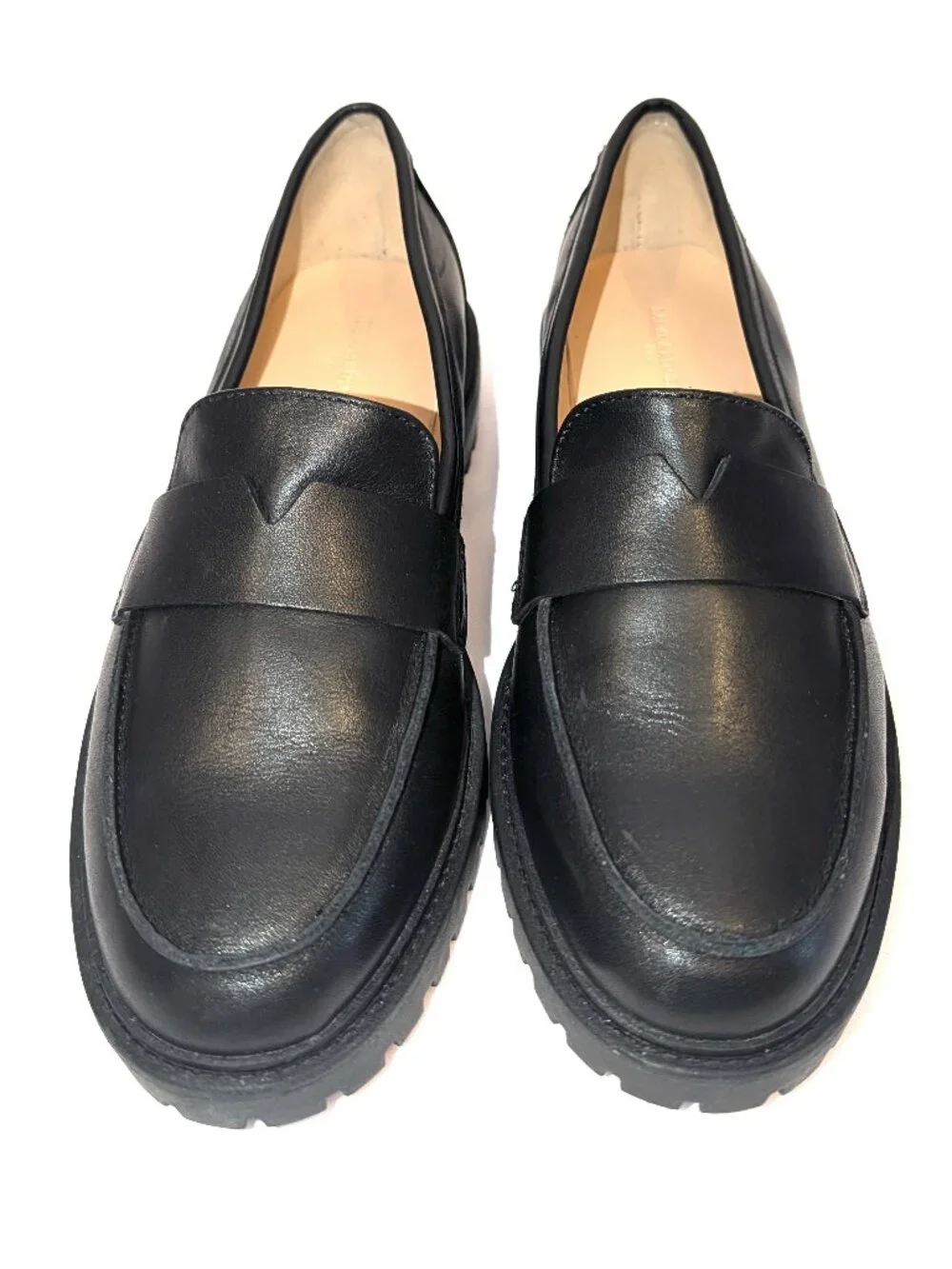NWOT Banana Republic | Leather Vee Strap Lugg Sole Black Loafers | Size 8.5